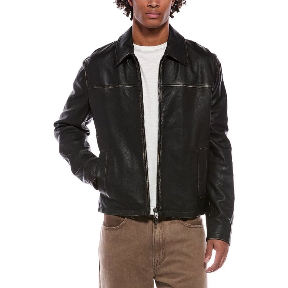 Diesel Mens Leather Jacket, Black